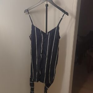 Cosmopolitan Navy Striped Button-Down Romper Women's Snall